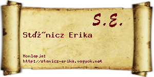 Stánicz Erika névjegykártya